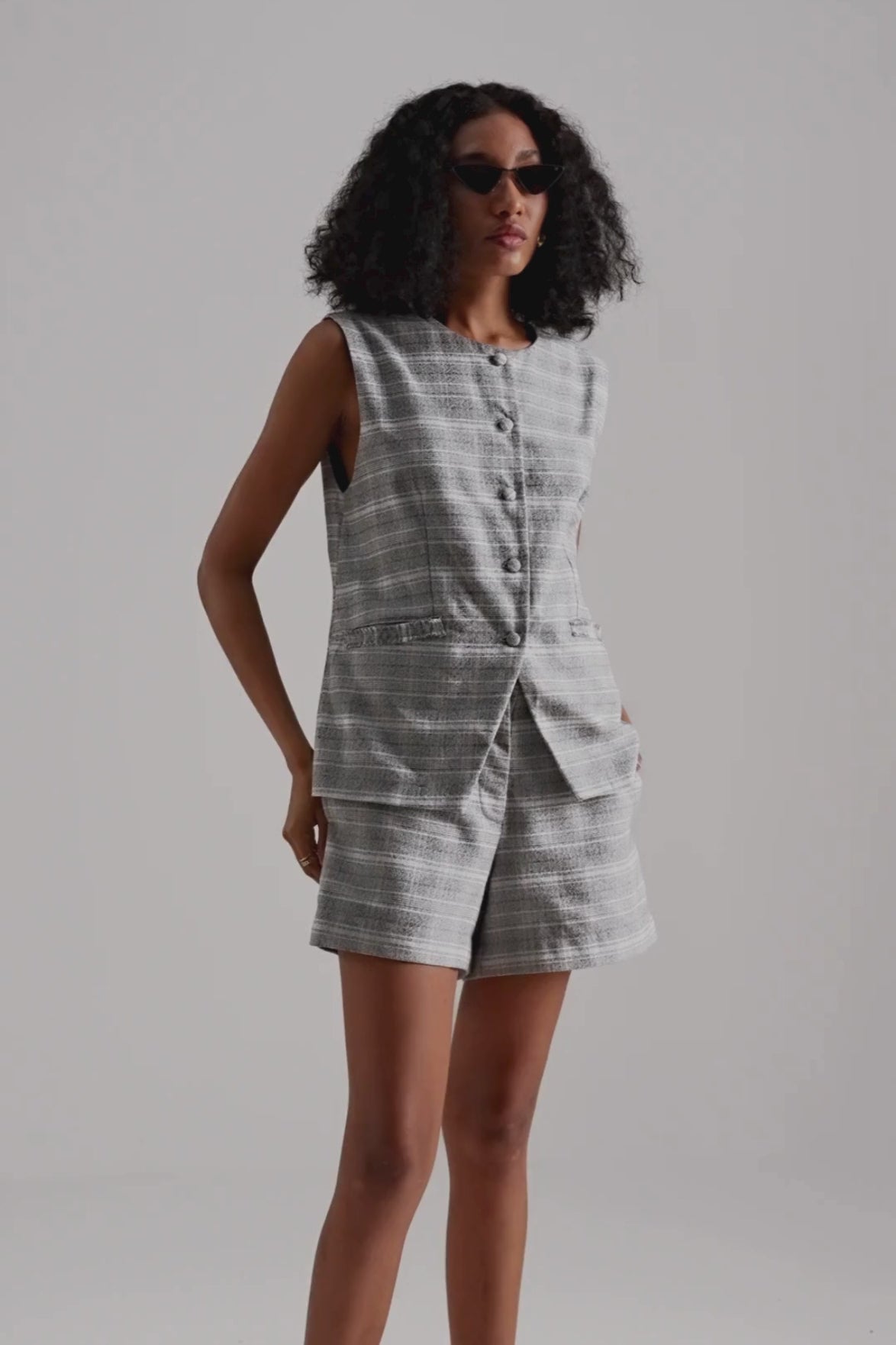 Cotton Tweed Shorts in Grey