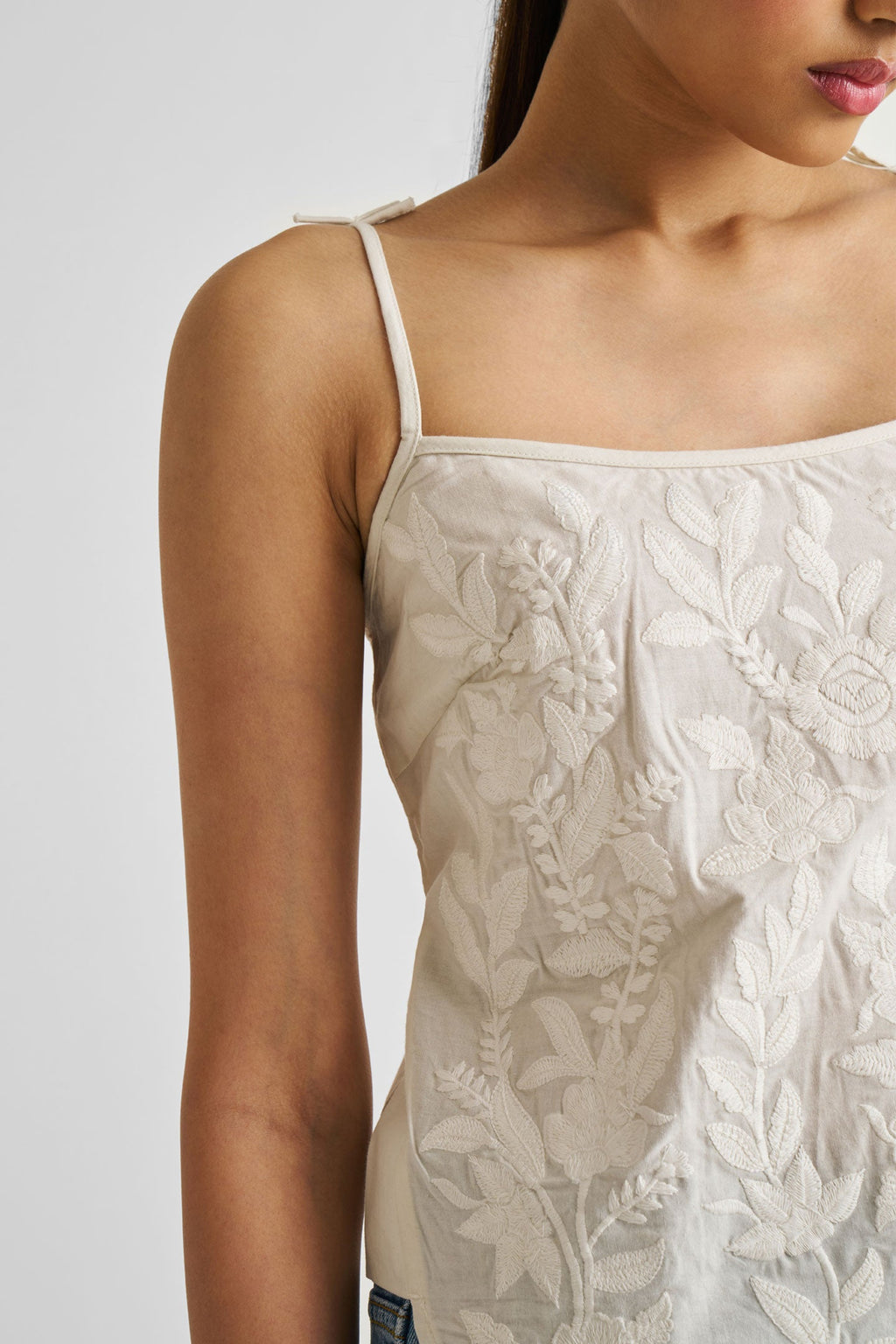 Embroidered Camisole Top in White