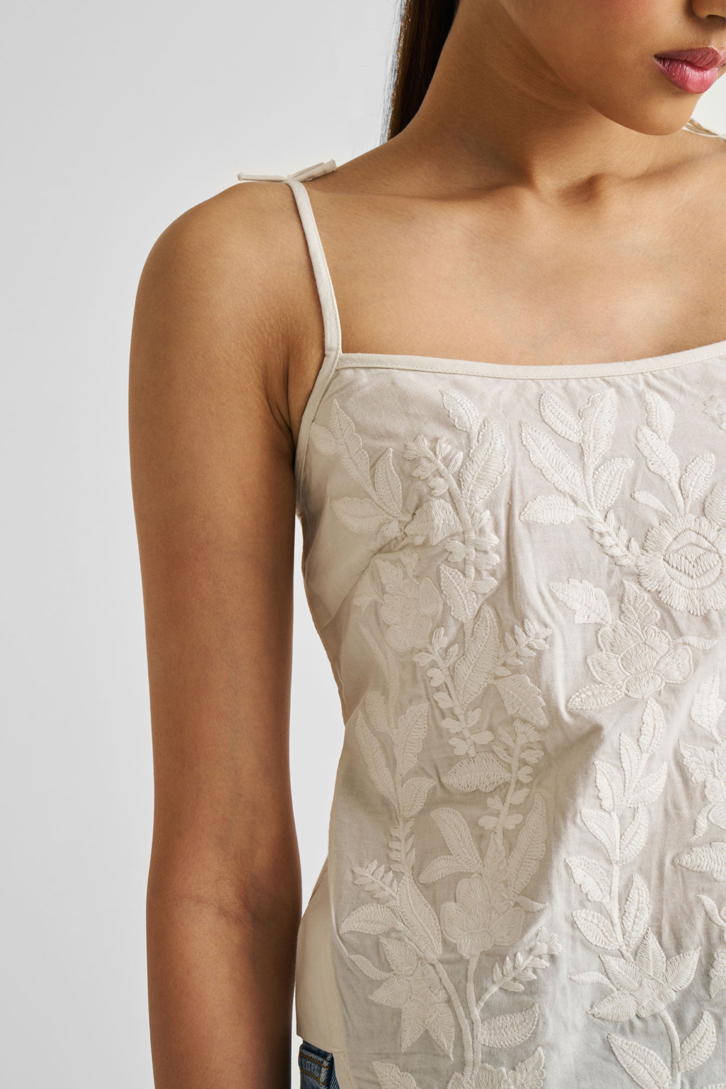 Embroidered Camisole Top in White