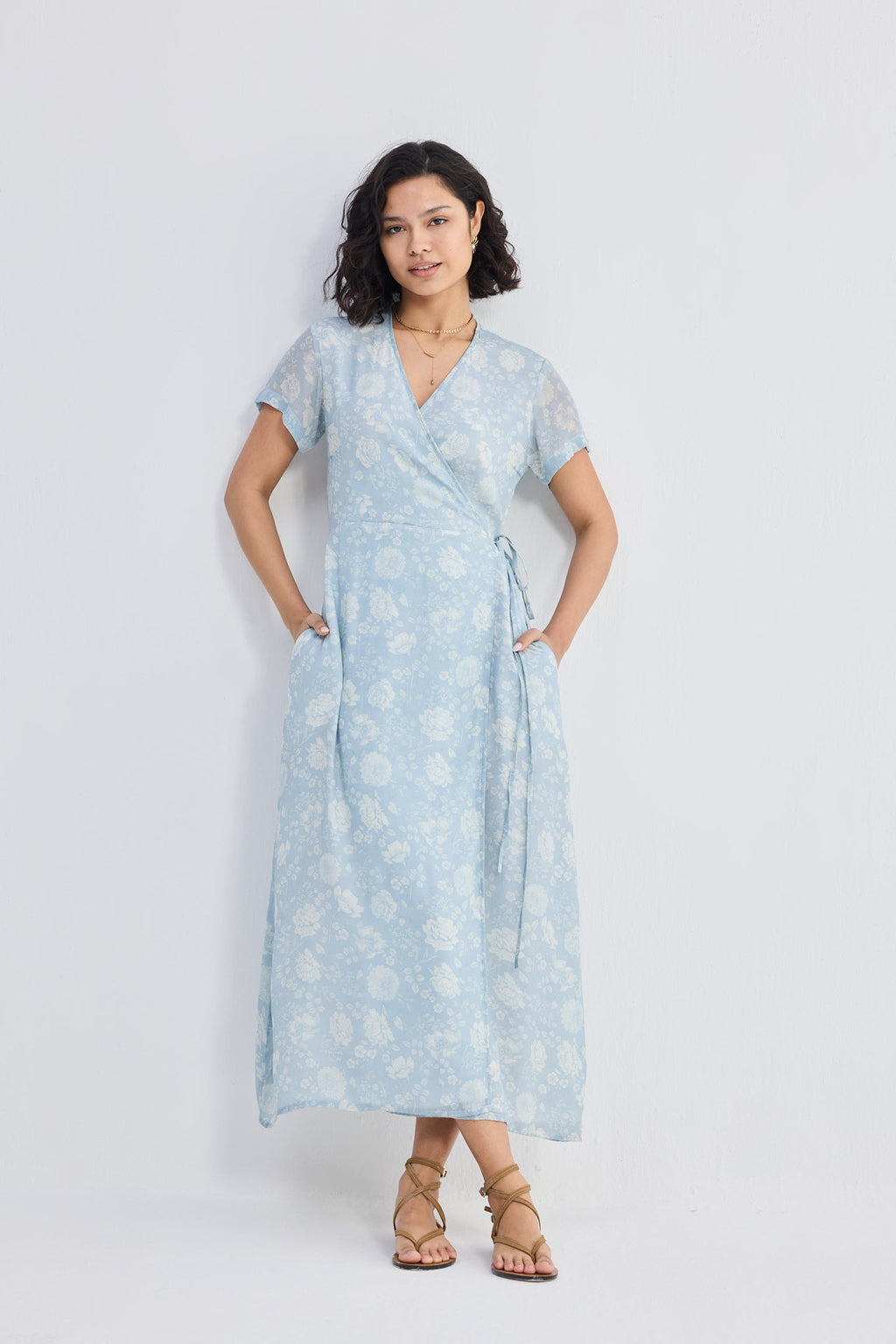 Maxi Wrap Dress in Florals