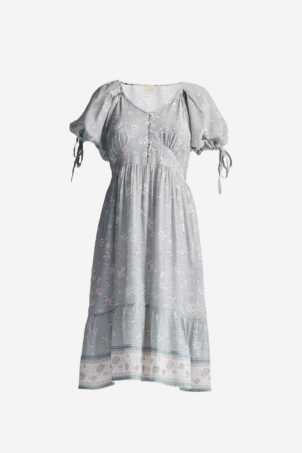 Puff Sleeve Midi Dress in Sage Green