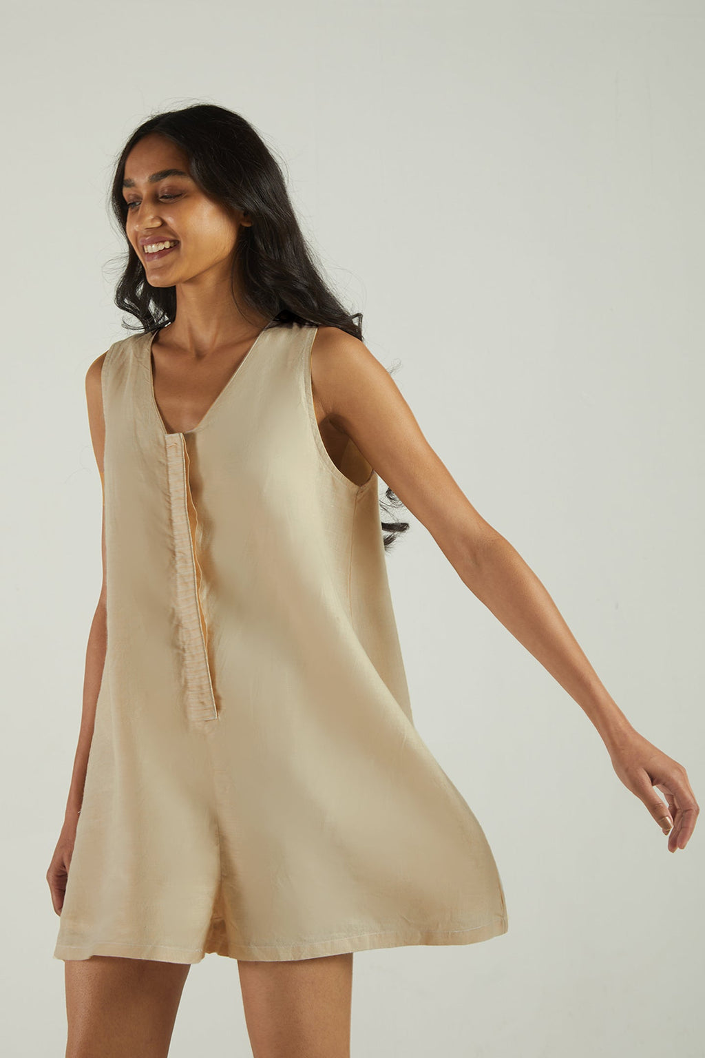Romp and Play Romper In Neutral Beige