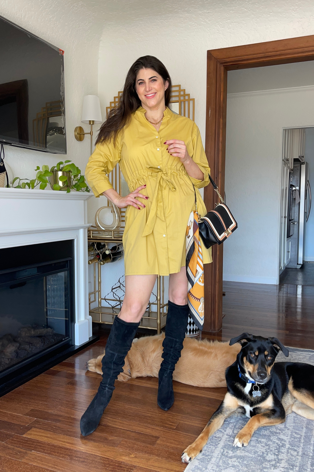 Short Tie Waist Dress in Tuscan Sun