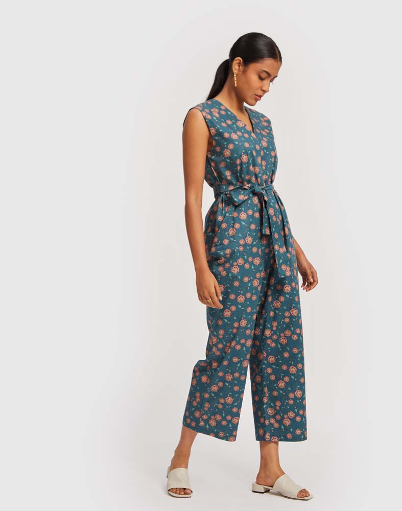 Sleeveless Belted Jumpsuit