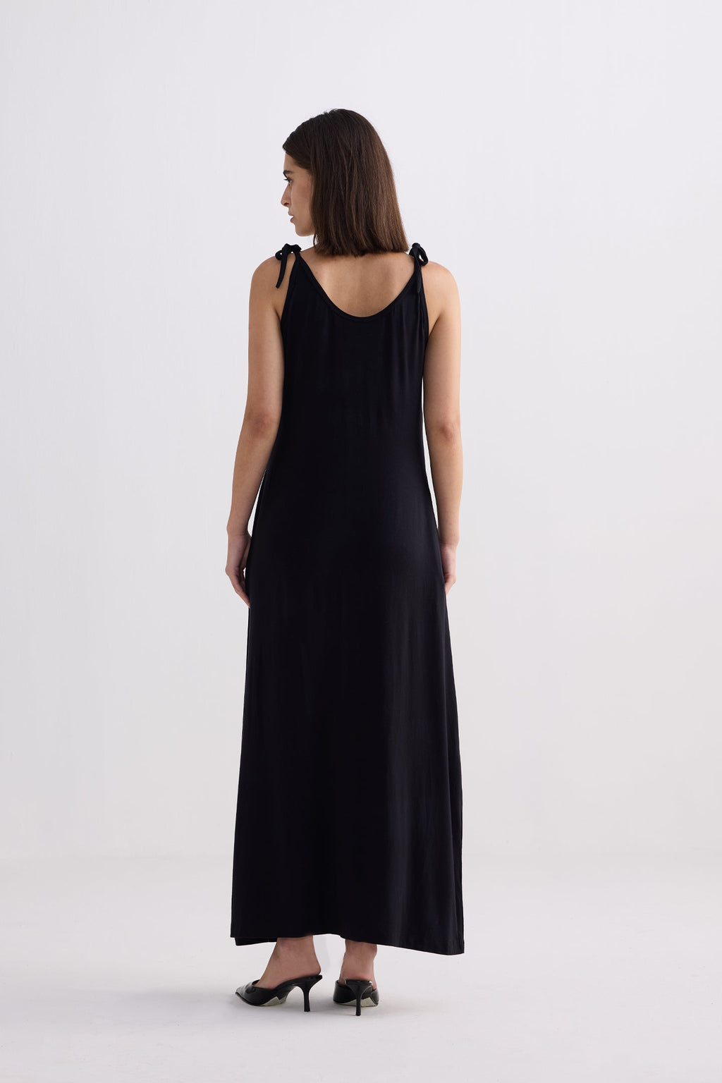 Tie-Detail Maxi Dress in Black