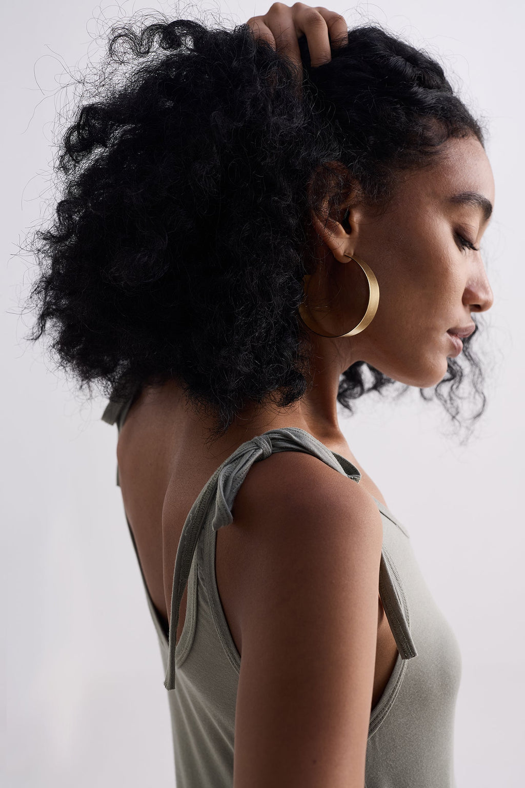 Tie-Detail Maxi Dress in Light Olive