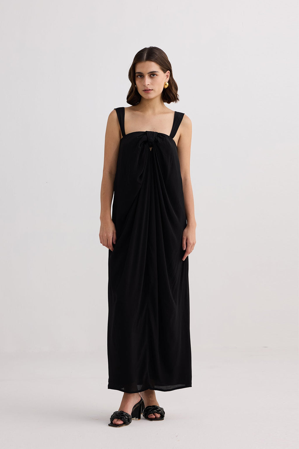 Twilight Twist Strappy Maxi Dress in Black