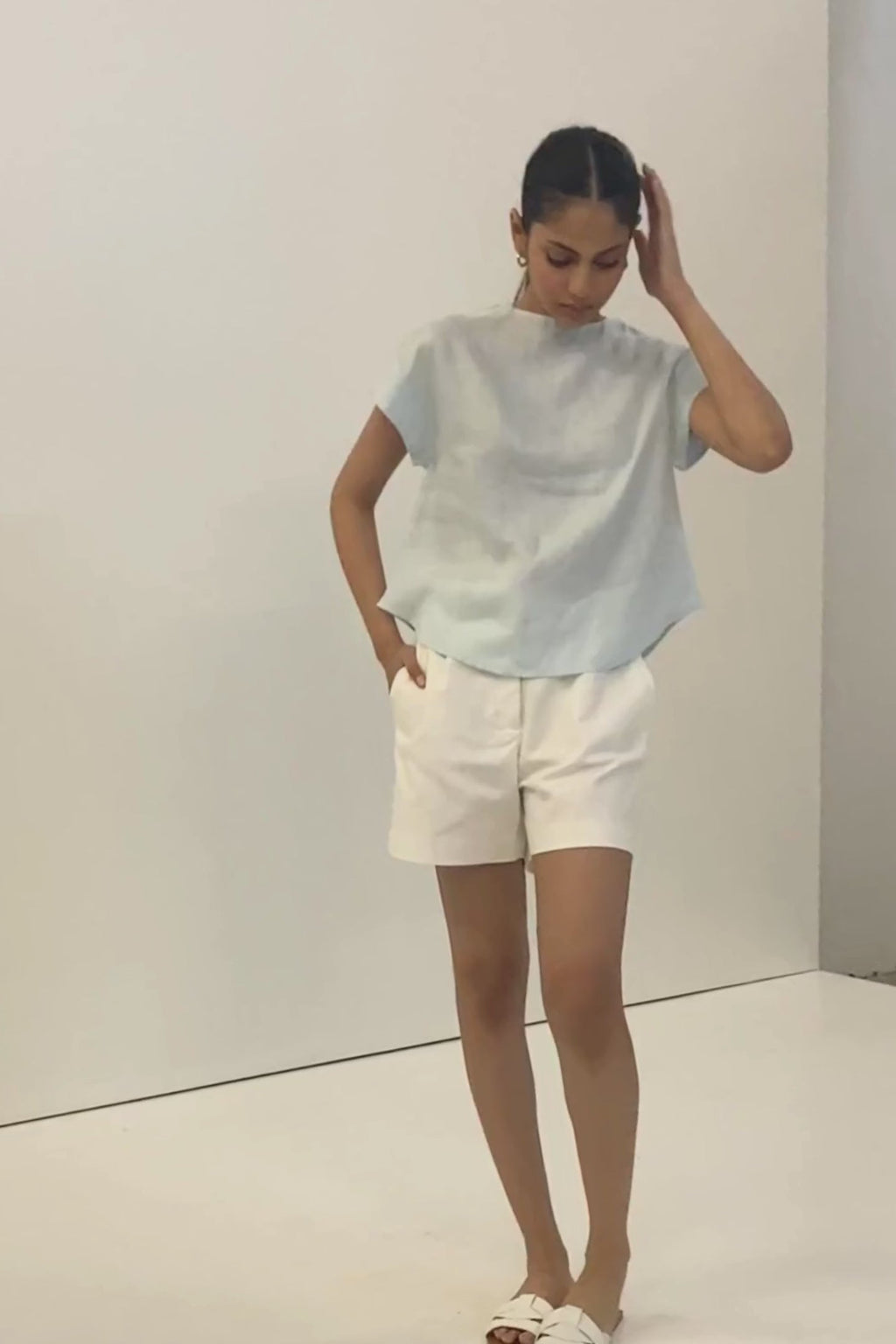 Cap Sleeved Everyday Top in Summer Blue