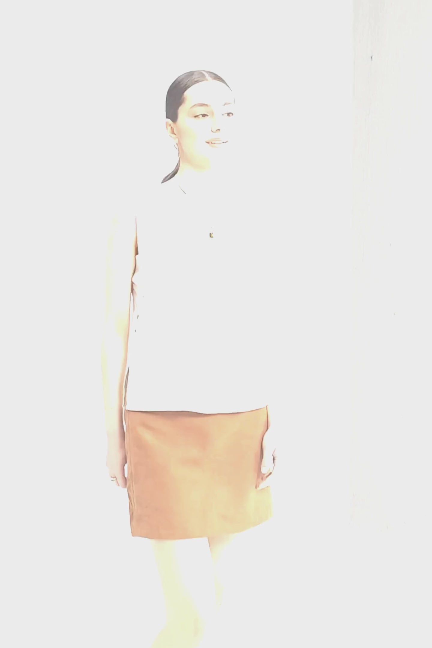 Boat Neck Top in Checkered Linen